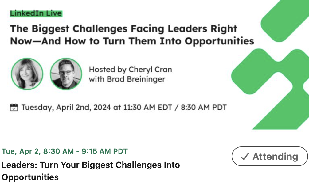 Biggest Challenges Leaders Are Facing Right Now - And How To Turn Them Into Opportunities - LinkedIN Live